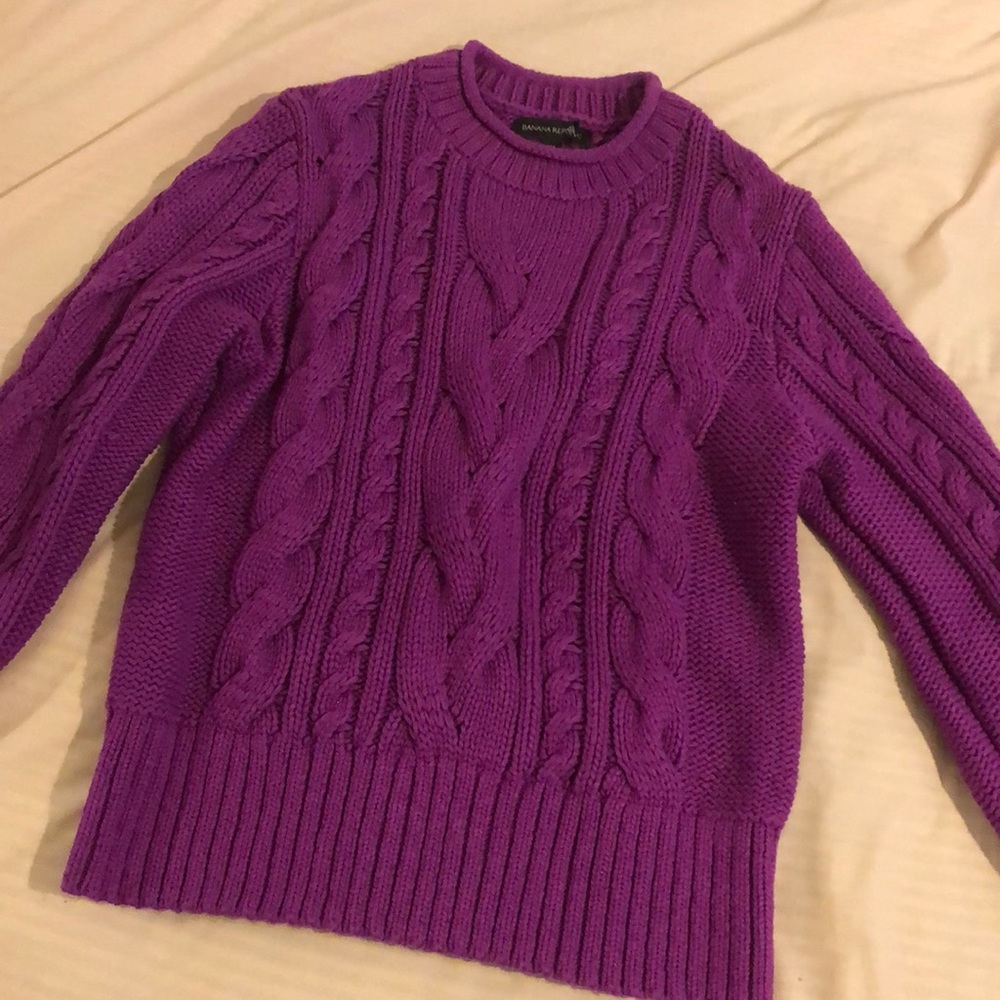 Banana Republic cropped cable knit bright magenta